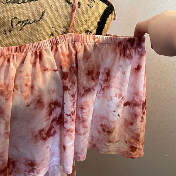 Siren Lily Pink Tie-Dye Off-Shoulder Ruffle Blouse - Picture 3 of 7